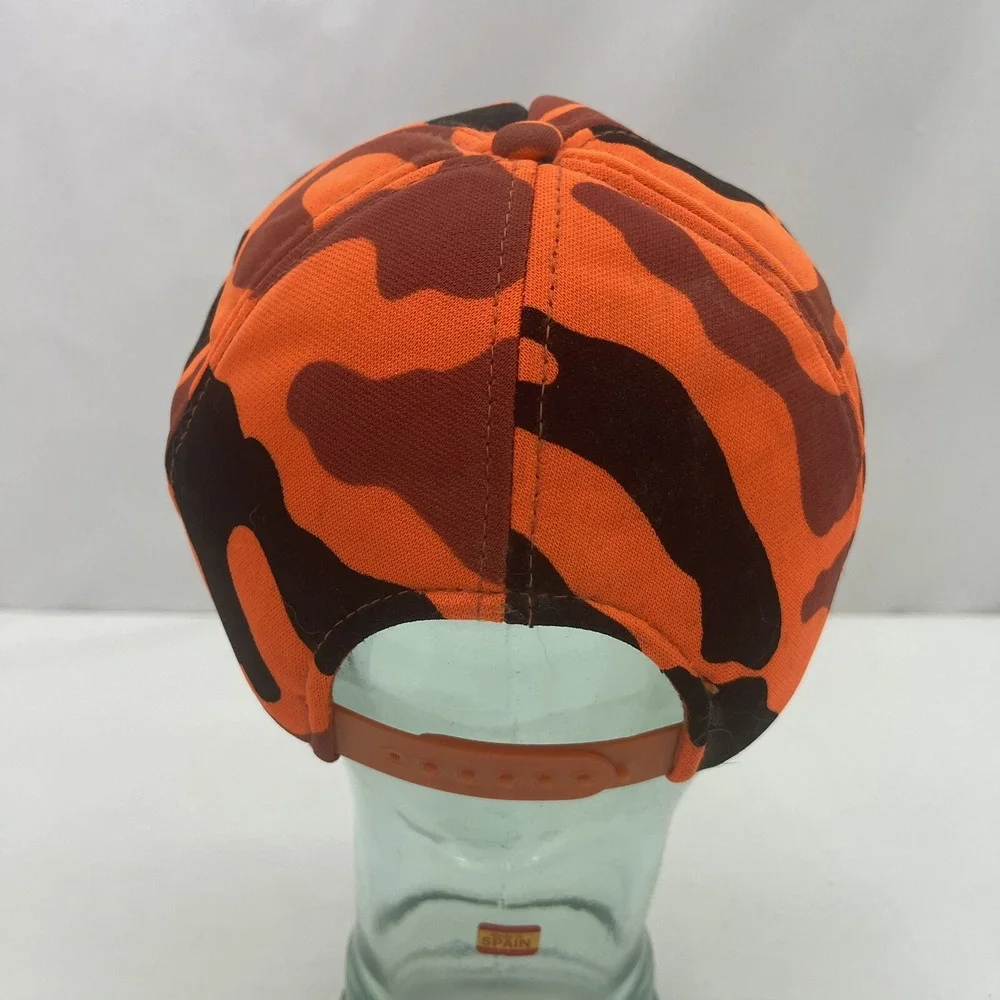 Vtg YA Hunting Safety Orange‎ Camo Hat Cap SnapBack Korea Made OSFA Camouflage